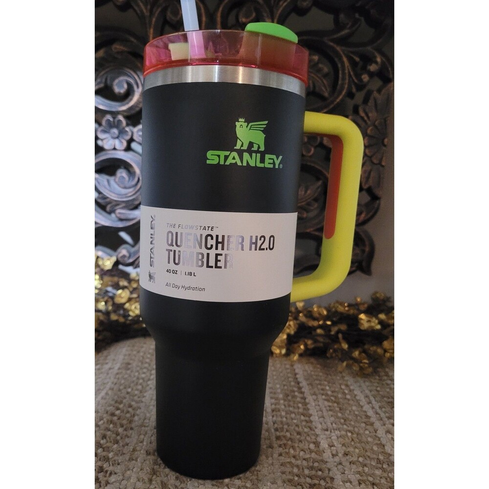 READ DESCRIPTION- 40 oz Neon Black - Stanley Quencher H2.0 Tumbler